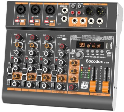 Mesa de Mezclas Bluetooth de 5 Canales para Podcast, Karaoke y Streaming