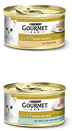 PURINA GOURMET Gold Feine Pastete Katzenfutter nass, Truthahn & Seelachs, 24er Mix-Pack (2 x 12 x 85g)