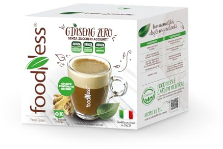 FoodNess - 50 Capsule + 10 maggio Caffè al ginseng amaro compatibile con sistema Dolce Gusto senza glutine, lattosio e zuccheri aggiunti