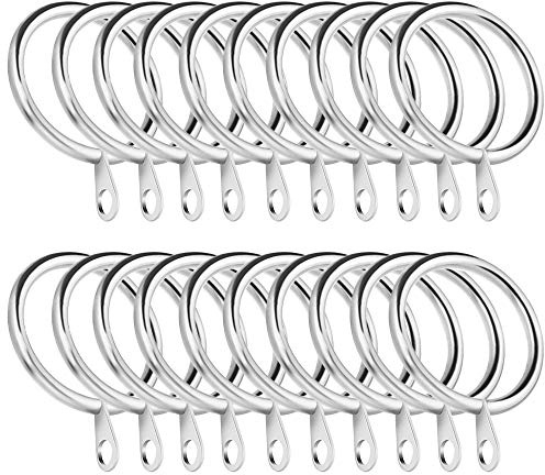 20 Piezas Anillos de Metal 45mm Diámetro Interno Para Cortina - Decorativos Ganchos Colgantes Con Ojales Fijos Para Barra de Poste, Plata