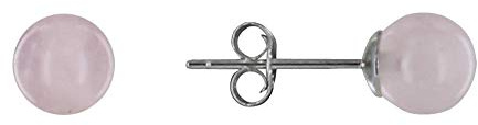 LES POULETTES BIJOUX - Orecchini Chiodo Argento 925 Rodiato e Perle Quarzo Rosa 6mm