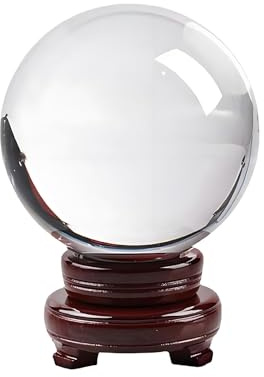 Youyijia Crystal Ball With Wooden Stand 100mm K9 Photography Crystal Sphere - Transparent Clear Lens Glass for Meditation, Divination, Art Decoration