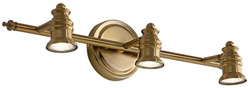 15W Spiegelleuchte Vintage LED Badezimmer Wandleuchte Rustikal Metall Lampe, Spiegellampe Make-up Licht Verstellbar 3-flammig, Amerikaner Frisiertisch Schlafzimmer, L53cm, GU10-Glühbirne, Warmes Licht