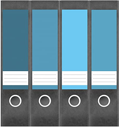 Etiketten für Ordner | Farbmix Blau 7 | 4 breite Aufkleber für Ordnerrücken | Selbstklebende Design Ordneretiketten Rückenschilder