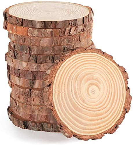Dischi Legno Senza Buco Diametro 10-12cm10mm Spessore 10 Pz Naturale Legno da Decorare Natale Fai da Te Segnaposto Adatti per Pirografo, Intagliare, Disegnare