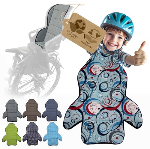 Ersatzbezug kompatibel mit Römer Kinderfahrradsitz – Weiches Ersatzpolster für Fahrradsitz Kinder – Sitzbezug, waschbar bei 30°C – Komfort Polster für Kinder Fahrradsitz MOD 3 (hellblau rote Kringel)