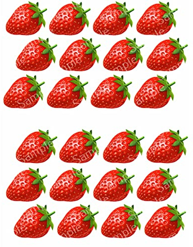24 x Pre-Cut Strawberries Strawberry Fruit Edible Wafer Cupcake Toppers Cake Decoration