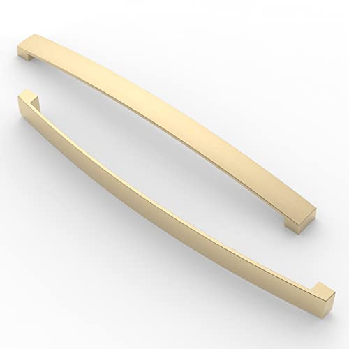 FURNIWARE 10 Stück Möbelgriff, Bohrlochabstand 256mm Stangengriff, Cabinet Arch Pull Küchengriff, für Küchenschranktür, Schlafzimmer Kommode Schublade, Badezimmer, Messing