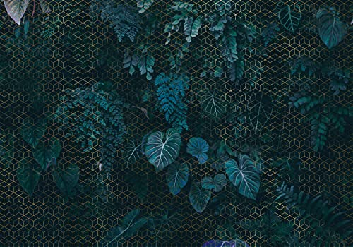 decomonkey Fototapete Geometrisch Abstrakt 350x256 cm Tapete Fototapeten Vlies Tapeten Vliestapete Wandtapete Moderne Wand Wandbild Schlafzimmer Wohnzimmer Pflanzen Natur Büro Flur Türkis