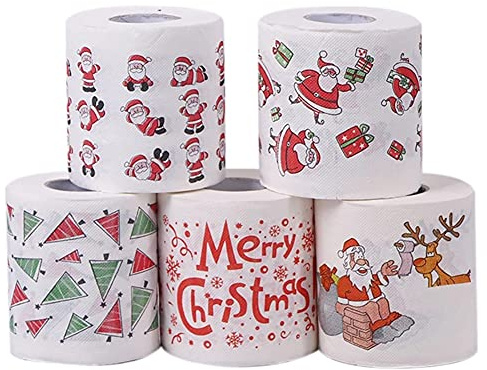 RIYAN Lot de 5 rouleaux de papier toilette de Noël 5 styles