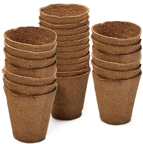 36 Fibre Seedling Pots 225ml - Starting Off Most Plants, Flowers, & Vegetables - Biodegradable and Naturally Strong