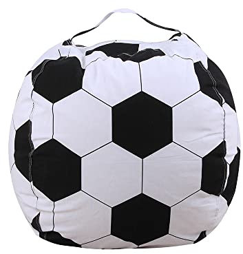 FANSU Bean Bag Cover Without Filling, 3D Ball Gaming Bean Bag Chair for Kids, Premium Highback Beanbag Seat Stuffed Animal Toy Storage Lazy Sofa (38inch,Football)