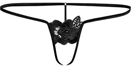 Sohimary 450 Damen Mini Offen Spitze String Tanga 32 34 36 38 XS S M Schwarz
