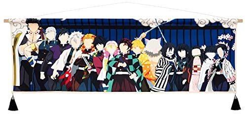 CosplayStudio Demon Slayer - Quadro da Parete, Decorazioni Parete, Motivo Kimetsu no Yaiba Kakemono, Tanjiro e Colonne, Decorazione Anime, 120 x 40 cm