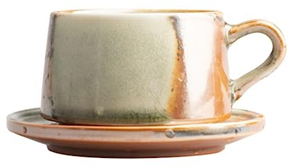 Tazzine caffè Tazza da caffè Tazza di tè Tazze Tazze da caffè in Ceramica retrò Personalizzate Tazze da Bere Fatte A Mano con Piatti Tazze da tè Pomeridiane Tazzine di Caffe Tazze da caffè