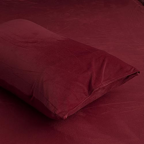 Damier Plüsch Kissenbezug 40x80cm Winter Flauschig Cashmere Touch Kissenhülle Weinrot Flanell Biber Plüschkissen 2er Set Kopfkissenbezug im Umschlagstil
