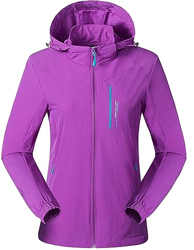 RLEHJN Winter Jackets for Women UK Clearance Women's Coats Full Zip Ski Jacket Windbreaker Jacket Hoodie Rain Jacket Windproof Hooded Jackets Tops Outdoor Camping Hiking Walking Raincoat Outerwear