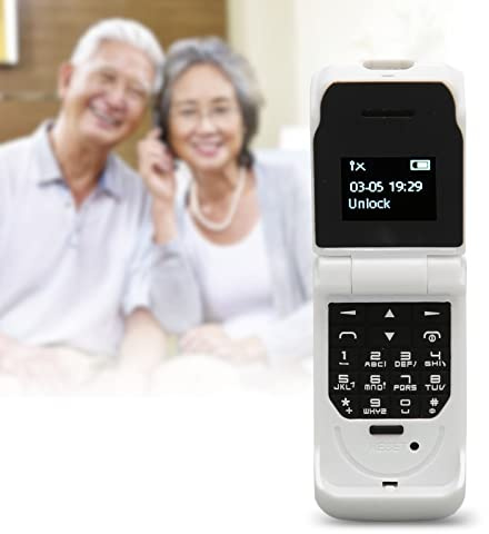 flexman Teléfono Flip 2G, Teléfonos Móviles con Botón de Carga USB para Personas Mayores, Pantalla OLED de 0,66 Pulgadas, 64X48 Píxeles, Batería de Litio de 300mAh, Sonido HiFi, Marcador BT(Blanco)