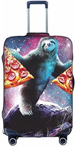 IguaTu Housse de bagage à roulettes avec motif paresseux pizza, housse de protection élastique, anti-rayures, convient aux bagages de 45,7 à 81,3 cm, blanc, M
