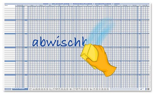 2025 SUPER-SIZE abwischbar Urlaubsplaner Personalplaner für 72 Mitarbeitende