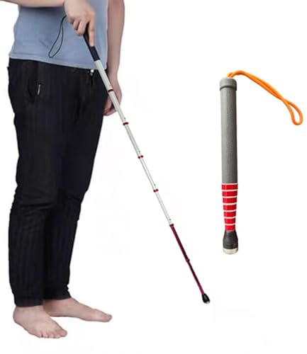 8-teiliger Blindenstock aus Titanlegierung, Teleskopischer Outdoor-Gehstock mit Reflektierendem Gehstock für Blinde und Sehbehinderte(139.5cm/55in)