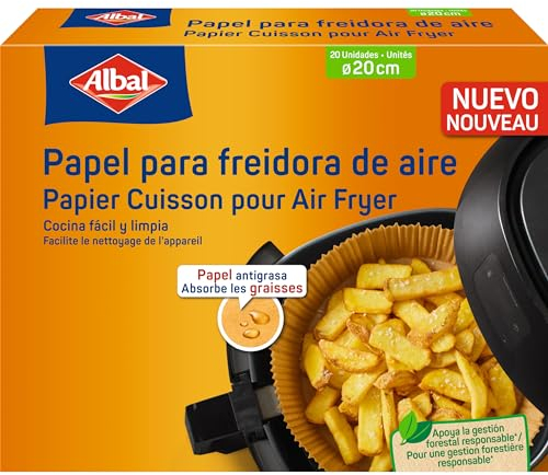 Albal - Papier Cuisson pour Air Fryer - Facilite le nettoyage de l'appareil - Absorbe les graisses - Pour Air Fryers ronds et carrés de 4 à 8 litres