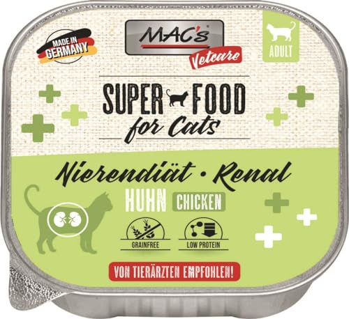 Mac's Cat Vetcare Premium Nassfutter für Katzen, spezielle Diäten, 16 x 100 g (Huhn Diät Niere)