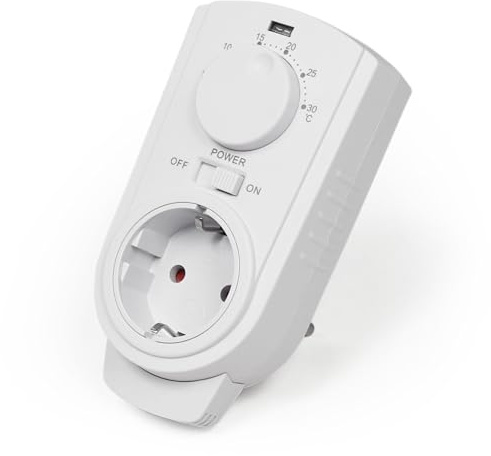 Steckdosen-Thermostat, 5-30°C, 3500W, 230V, Einfache Bedienung, Für Heiz- und Kühlgeräte, Mit Einsteckschutz