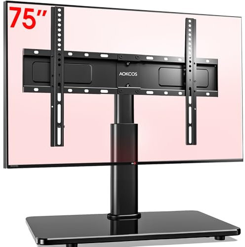 AOKCOS TV Standfuss TV Ständer Höhe 900mm für 32-55 65 75 Zoll Fernseher, Neigbar Schwenkbar Höhenverstellbar Fernsehständer, Universal TV Standfüße Standfuss Max VESA 600x400mm 45KG (Schwarz)