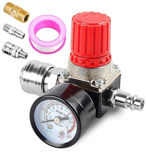 1/4, riduttore di pressione, 3 fori, regolatore di pressione ad aria compressa, valvola di commutazione con manometro, valvola di controllo 175 PSI per compressore d'aria, compressore d'aria,