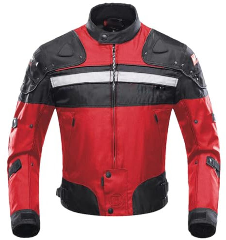 Motorradjacke, Motorradhose, Herren, Motocross-Rennanzug mit Protektoren, Ausrüstung, Motocross, Motorradbekleidung, Set Body, 020 Red Jacket, M