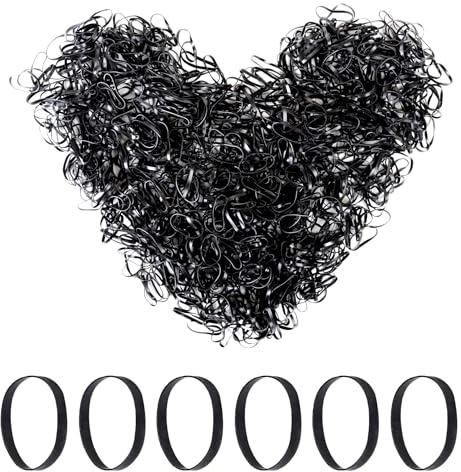 Elastico per uso domestico, 1000 pezzi, elastici in gomma neri, per casa, ufficio, scuola, per coda di cavallo, 22 x 1 mm