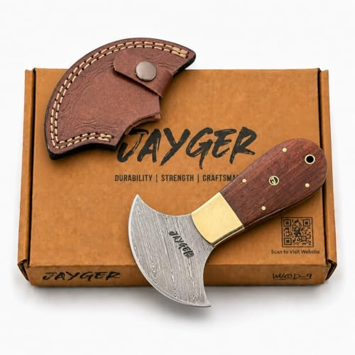 Handmade Damascus Steel Round Head Leather Cutting Knife | Wood Handle - Premium Craftsmanship for Precision Cuts | Durability (QD-14)