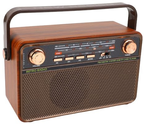 Masyrt Bluetooth Radio -Lautsprecher 4 in 1 Design Retro Multi -Band Tragbares Wireless AM FM Digitales Radio für Badezimmer (EU -Stecker)
