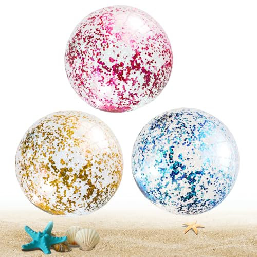 LUMOOM 3 pièces de Ballons gonflables pour l'eau, Ballon Gonflable, Ballons gonflables à Paillettes pour l'eau de 40 cm, Ballon de fête Piscine Les activités d'été (A)