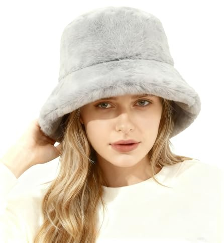 Lina & Lily Winter Pelzmütze Fischerhut Damen Herren aus Kunstfell