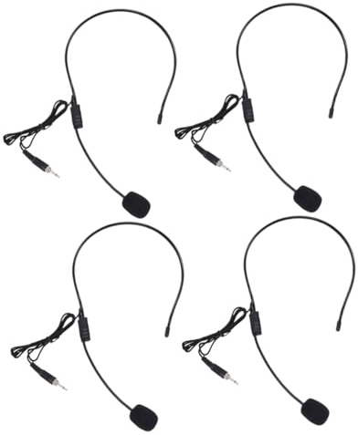 SOIMISS Microfono ad Archetto per Amplificatore Voce, Accessorio 4 Pezzi, Plastico Nero, Cattura Audio Chiara per Insegnanti e Speaker