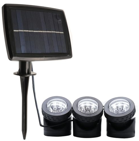 CGTQROVR Solar Pond Lights 3 X 6led Underwater Pond Lights with Solar Panel Spotlight for Fish Tank Garden Pool Landscape Outdoor