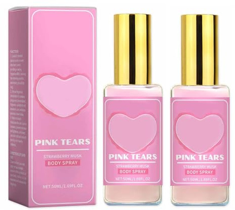 Spray corpo Pink Tears, profumo alla fragola da donna, spray corpo alla fragola fresca, effetto rinfrescante a lunga durata, idratante e leggero, migliora l'elasticità della pelle.