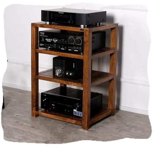 Generisch 4-stufiges HiFi-Rack aus Walnussholz – Medienständer aus Massivholz, Eck-AV-Aufbewahrungsschrank, bodenstehende Stereoregale für Heimkino und Aufnahmeraum, stilvolles Audio-Rack.