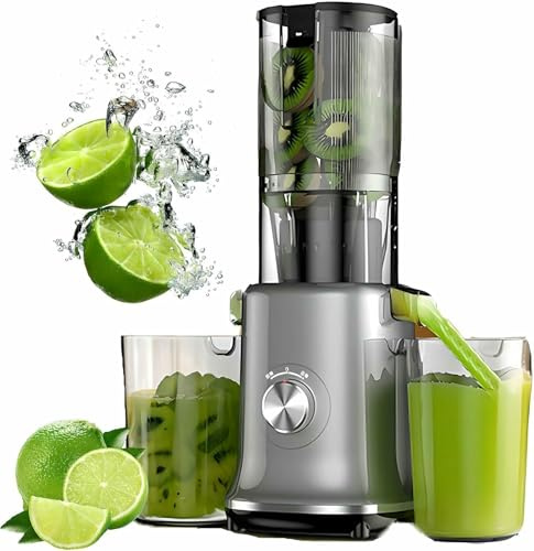 YGHBFRSZ Juicer de Prensa Fría, Máquinas Expulsor con Una Potente Boca Ancha de 110 Mm, 180 Torque Adicional, Torsión Anti-Sacudida Inteligente, Espiral de 5 Segmentos, 98% de Pureza de Jugo