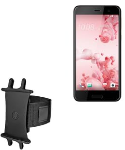 BoxWave Holster Compatible with HTC U Play - ActiveStretch Sport Armband, Adjustable Armband for Workout and Running - Jet Black