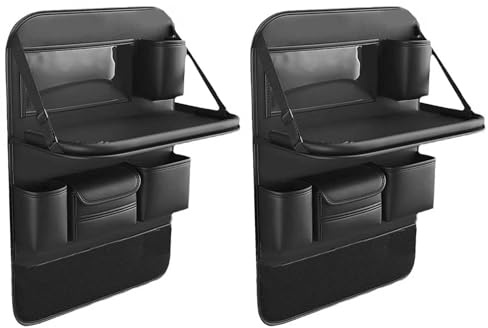 2pcs Auto Organizer Rücksitz,Große Rückenlehnenschutz,Autositz Organizer Kinder mit Klapptisch,klappbarem Tisch Tray Rücksitz Aufbewahrungstasche Multi-Tasche kompatibel mit den meisten Fahrzeuge