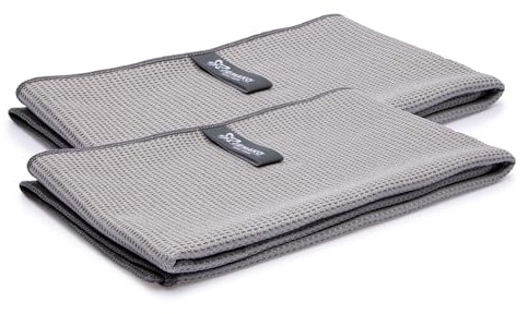 Jemako 2er Set Trockentuch groß 45 x 80 cm, inkl. Profi-Feinwäschenetz (Grau)