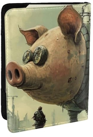 Reisepasshülle mit mechanischem Schweine-Motiv, Reisepasshülle, PU-Leder, Organizer für Männer und Frauen, 16,5 cm