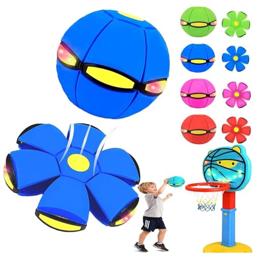 Générique Ballon Sauteur Magique,Balle Méta Double Forme Sphère & Soucoupe Volante avec 6 Lumières,Jeu Interactif Parent-Enfant pour Intérieur Et Extérieur (C1)
