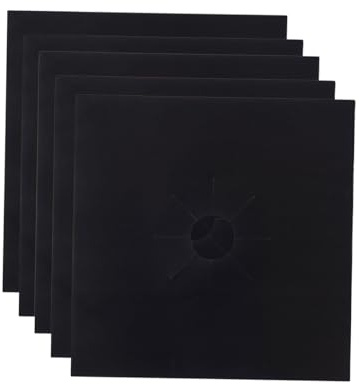 SUPVOX Lot de 5 Couvre-brûleurs Noirs 27 X 27 X 0,02 Cm pour Cuisinière à Gaz, Tapis de Protection Réutilisables Antiadhésifs, Facile à Nettoyer, Compatible Plaques de Cuisson Gaz,