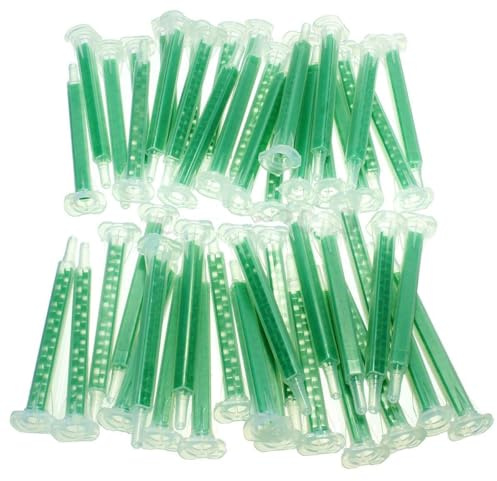 50pcs F6-16 AB Mixing Tube, Green 16-Section Static Mixer Nozzle for Two-Component Adhesives, 83mm Mixing Tube with Square Bayonet Interface