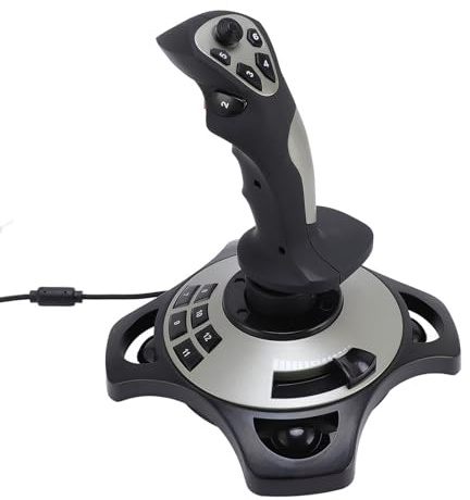 Cuifati Joystick para PC, Controlador de Juego USB Gaming Flight Simulator, Mando con Cable Flight Sim Stick con Función de Vibración y Control de Acelerador para Computadora PC (solo