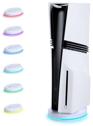 Mcbazel Support de Refroidissement Ventilateur pour PS5 Slim/Pro | Vitesse réglable, 8 modes LED RGB, double port USB, patins antidérapants, vis de fixation incluse, plastique ABS durable